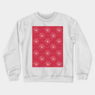 White flower in Red Pattern Crewneck Sweatshirt